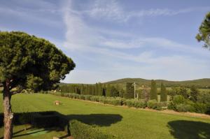 un gran campo verde con un árbol en primer plano en Locanda Di Ansedonia - Ristorante GRIGL"io", en Orbetello