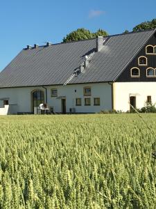 een boerderij en een akker bij Hotel Borrby in Borrby