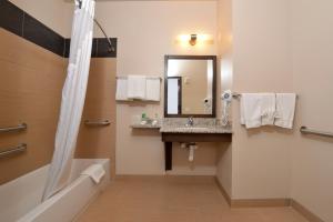 bagno con vasca, lavandino e specchio di Holiday Inn Express & Suites Globe by IHG a Globe