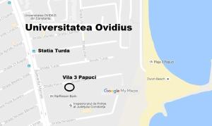 eine Karte der Website der Universität von Australien in der Unterkunft Villa 3 papuci in Constanţa