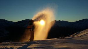 a fire hydrant spewing snow on a snow covered slope at Gästehaus Sissy in Längenfeld