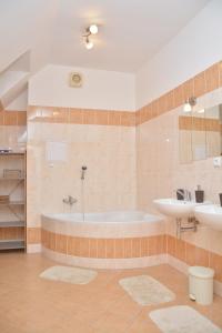 a bathroom with a tub and a sink at Apartmá Kateřina Velké Losiny in Velké Losiny