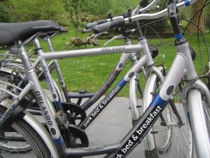 eine Gruppe nebeneinander geparkt Fahrräder in der Unterkunft Studio's Park - Heverlee in Löwen