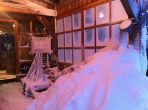 une chambre avec toboggan recouvert de neige dans un bâtiment dans l'établissement Chalet Hotel Le Collet, à Xonrupt-Longemer