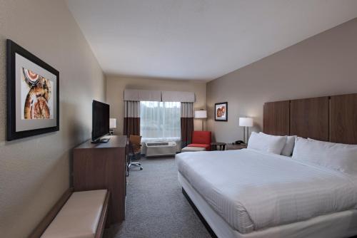 een hotelkamer met een bed en een televisie bij Holiday Inn Express & Suites Austin NW - Four Points, an IHG Hotel in Four Points