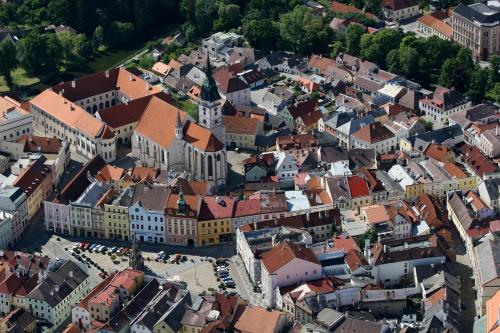 Γενική άποψη της πόλης Jindrichuv Hradec ή θέα της πόλης από  αυτό το διαμέρισμα