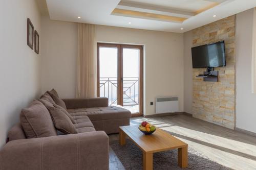 a living room with a couch and a tv at Apartment Milmari Sunny View G3 in Kopaonik