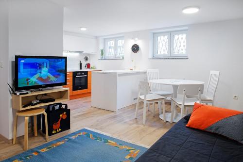 Een keuken of kitchenette bij Apartments Your Colourful Ljubljana Home