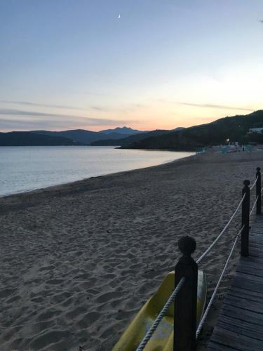 grupa ludzi stojących na plaży z deską surfingową w obiekcie Villa Messina w mieście Capoliveri