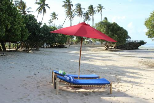 En strand vid eller i närheten av resorten