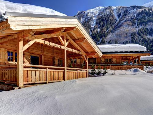 夏蒙尼-勃朗峰Chalets Ile des Barrats的山中雪地小木屋