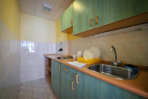 A kitchen or kitchenette at Panorama Hotel Noszvaj