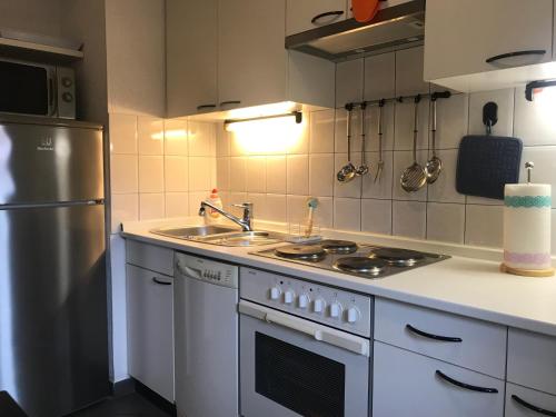 Kuchyň nebo kuchyňský kout v ubytování Apartmaji Sušnik