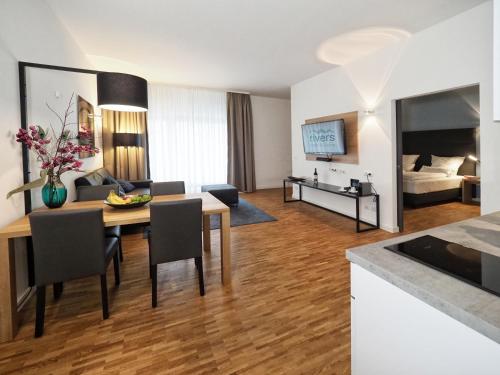 Dapur atau dapur kecil di Apparthotel Rivers Passau