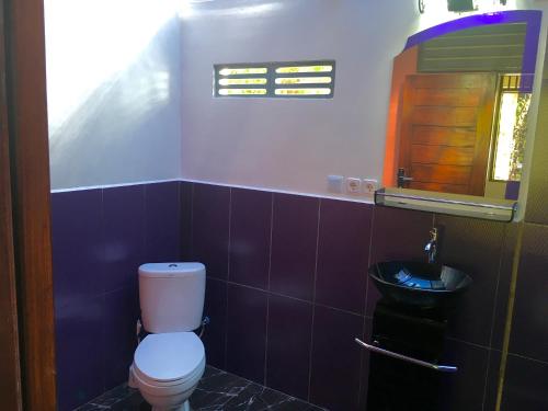 a bathroom with a toilet and a sink at The Papalagi Resort in Gili Gede