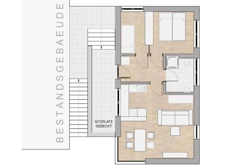 un plano de un edificio con un plano de planta en Chalet Vacanza, en Brand