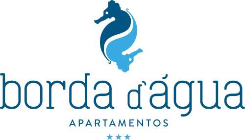 un logo per un ristorante di pesce con cavalluccio marino blu di Apartamentos Borda D´Agua ad Albufeira