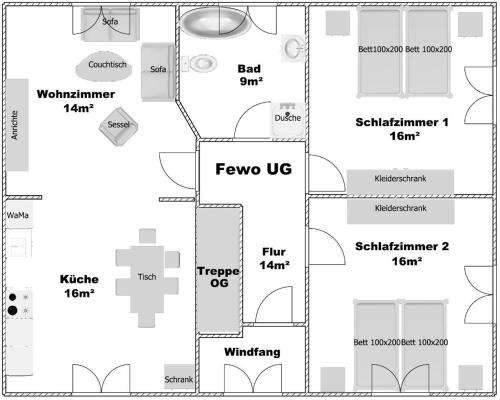 Ferienwohnung Landliebe平面圖