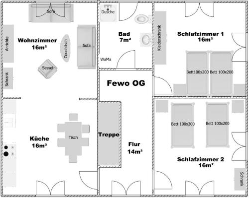 Ferienwohnung Landliebe平面圖