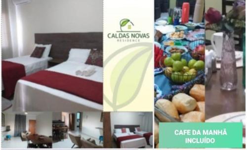 CALDAS NOVAS RESIDENCE - Inclui um ingresso por pessoa em Parque Aquático e temos HOT PARK E LAGOA PARQUE a preço promocional में एक कमरे में एक या कई बेड