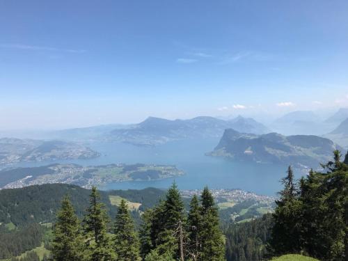 mit Blick auf einen See in den Bergen in der Unterkunft Lucerne Apartment Mount Pilatus in Luzern