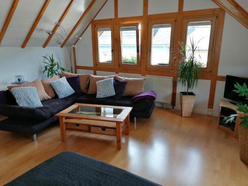 a living room with a couch and a coffee table at Haus Winkelchen in Cochem