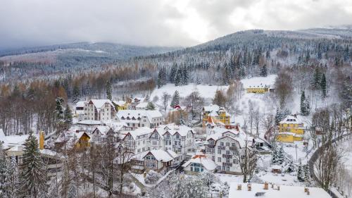 una città ricoperta di neve in una montagna di Park Hotel Kur & Spa a Świeradów-Zdrój