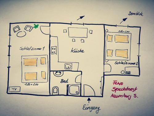 um desenho de uma planta de uma casa em Spechtnest em Naumburg