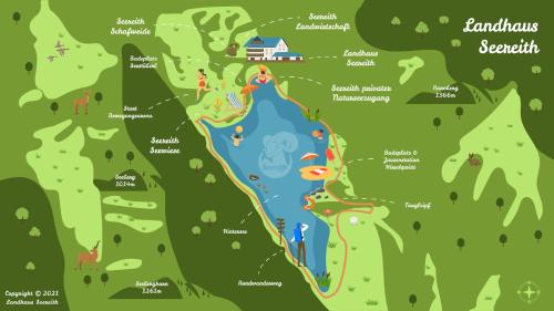 una mappa di un parco con un fiume e una casa di Landhaus Seereith a Faistenau