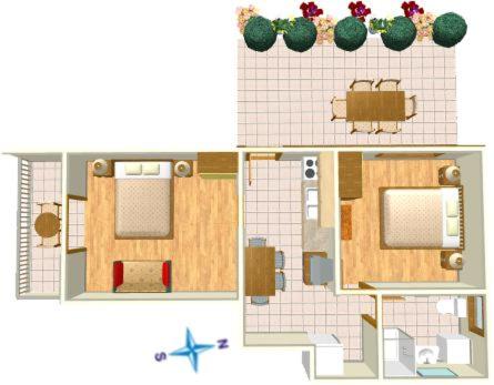 a drawing of a floor plan of a house at Apartments Kule in Brela