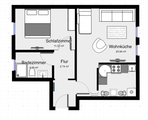 Floor plan ng Nordlicht - moderne Fewo im Souterrain