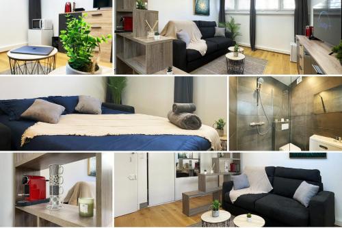 En eller flere senger på et rom på HOMEY TINY - Chambre privée - Située en Hyper-centre - Disney Plus et Wifi inclus - Sans SDB - Proche de Genève et des transports en commun