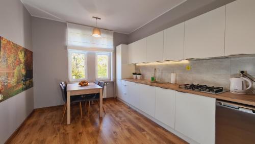 Virtuve vai virtuves zona naktsmītnē Apartament Parkowy Piątka