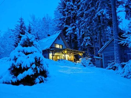 Το Krpáčovo, Nízke Tatry - chata na kraji lesa τον χειμώνα