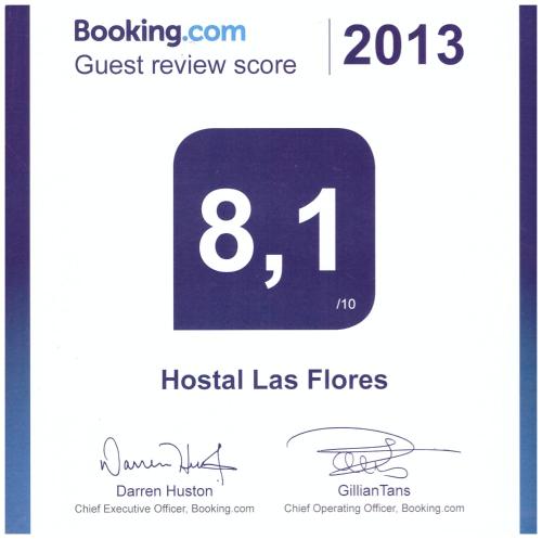 ใบรับรอง รางวัล เครื่องหมาย หรือเอกสารอื่น ๆ ที่จัดแสดงไว้ที่ Hostal Las Flores Ramblas