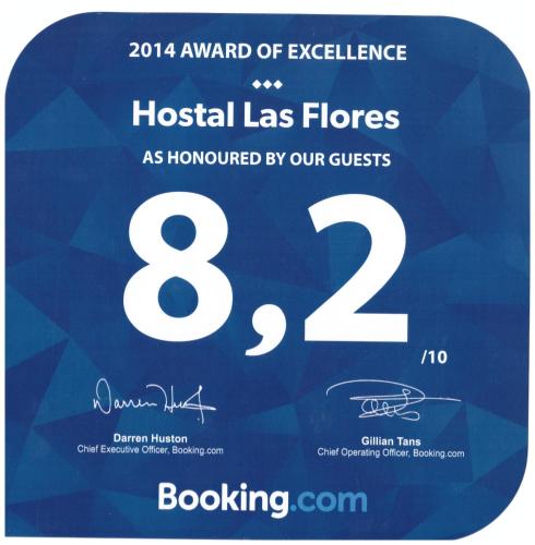 ใบรับรอง รางวัล เครื่องหมาย หรือเอกสารอื่น ๆ ที่จัดแสดงไว้ที่ Hostal Las Flores Ramblas