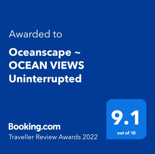 Sijil, anugerah, tanda atau dokumen lain yang dipamerkan di Oceanscape ~ OCEAN VIEWS Uninterrupted