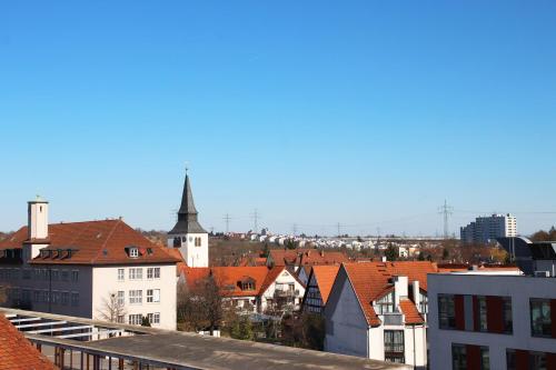 Uma visão geral de Stuttgart ou uma vista da cidade tirada da casa de hóspedes