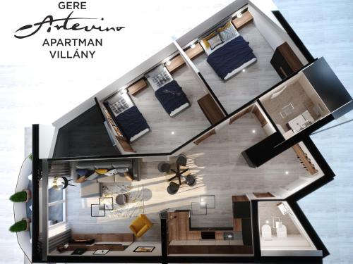 a renderización de una pequeña villa de apartamentos en Gere ArteVino Apartman, en Villány