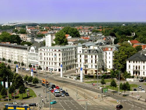 Splošen razgled na mesto Leipzig oz. razgled na mesto, ki ga ponuja hostel