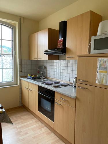 A kitchen or kitchenette at das alte Wasserwerk