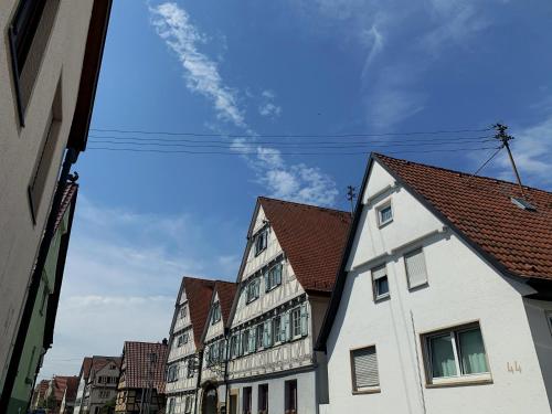 una fila de edificios blancos en una calle de la ciudad en Historik Hotel Ochsen, en Tamm