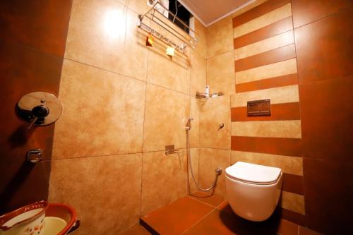 a bathroom with a toilet and a sink at Chalets Resort Masinagudi in Ooty