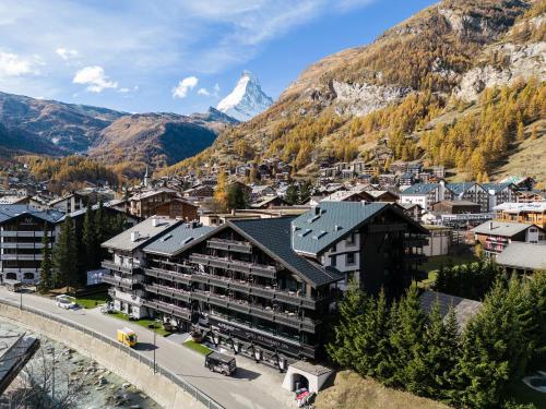 ツェルマットにあるウェルネス ホテル アルペンホフの山の空の景色