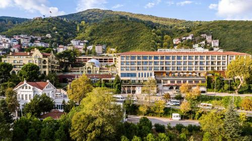 miasto z budynkami i góra w tle w obiekcie Hotel Çelik Palas Convention Center & Thermal SPA w mieście Bursa