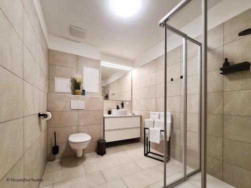 bagno con servizi igienici e lavandino di St. Antoni Suite 5 a Eisenstadt