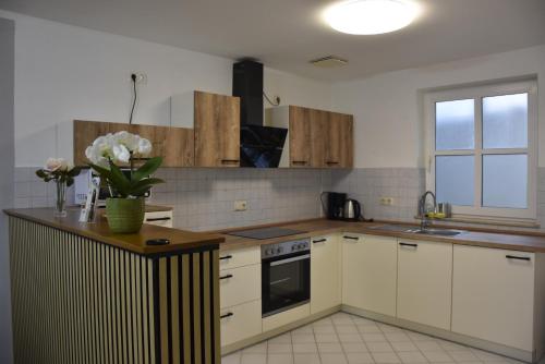 A kitchen or kitchenette at Hotel Garni Am Klostermarkt