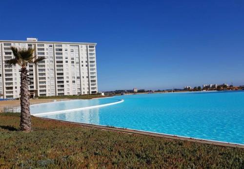 Πισίνα στο ή κοντά στο Depto algarrobo con vista al mar 6 personas