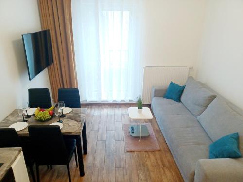 TV tai viihdekeskus majoituspaikassa AJP Apartament Szczecin Dąbie