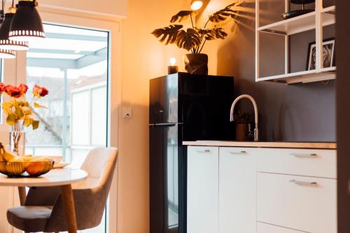 Kitchen o kitchenette sa Stay at Smilla - Boutique Apartments mit Küche - Parken - Klima - Netflix - Waschmaschine